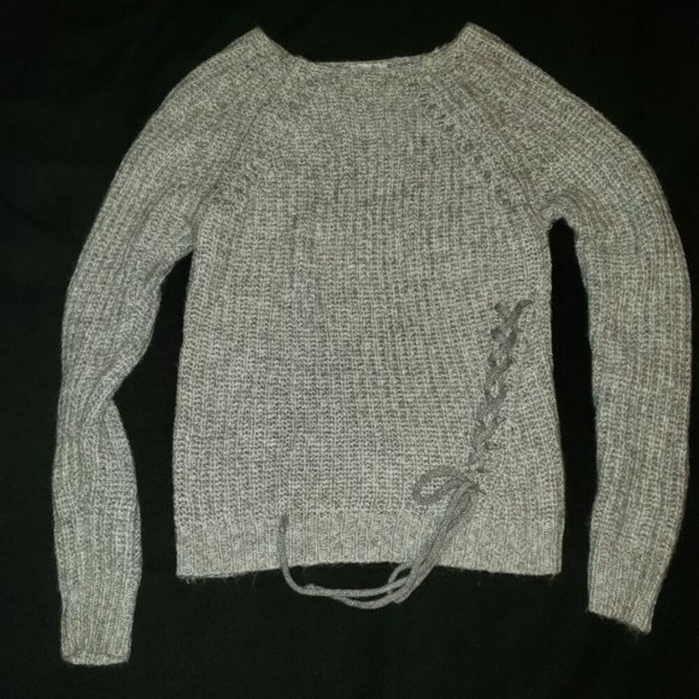 Vero Moda Denim Lace Up Knit Sweater Size Small
